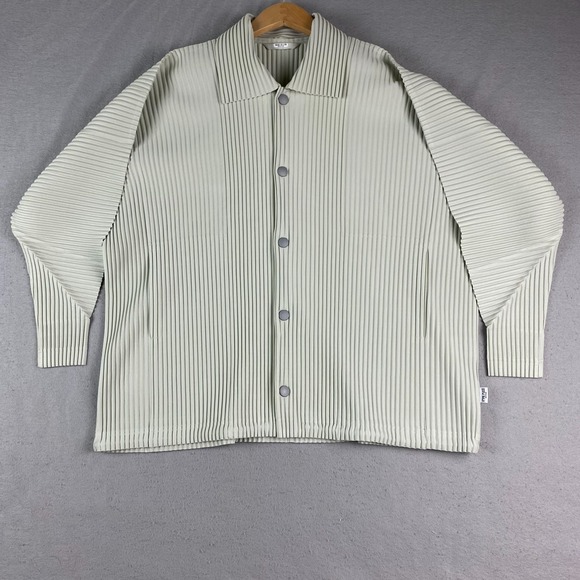 Issey Miyake Other - Issey Miyake Homme Plisse Pleated MC March Shirt Jacket Mens 2 frosty gray snap